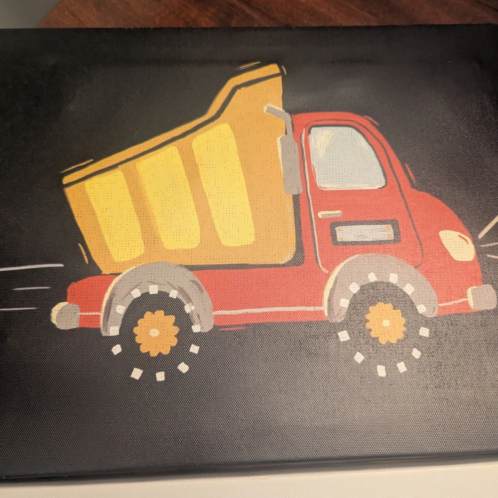 Red and Yellow Construction Vehicle Art Set - Picture 2 of 4